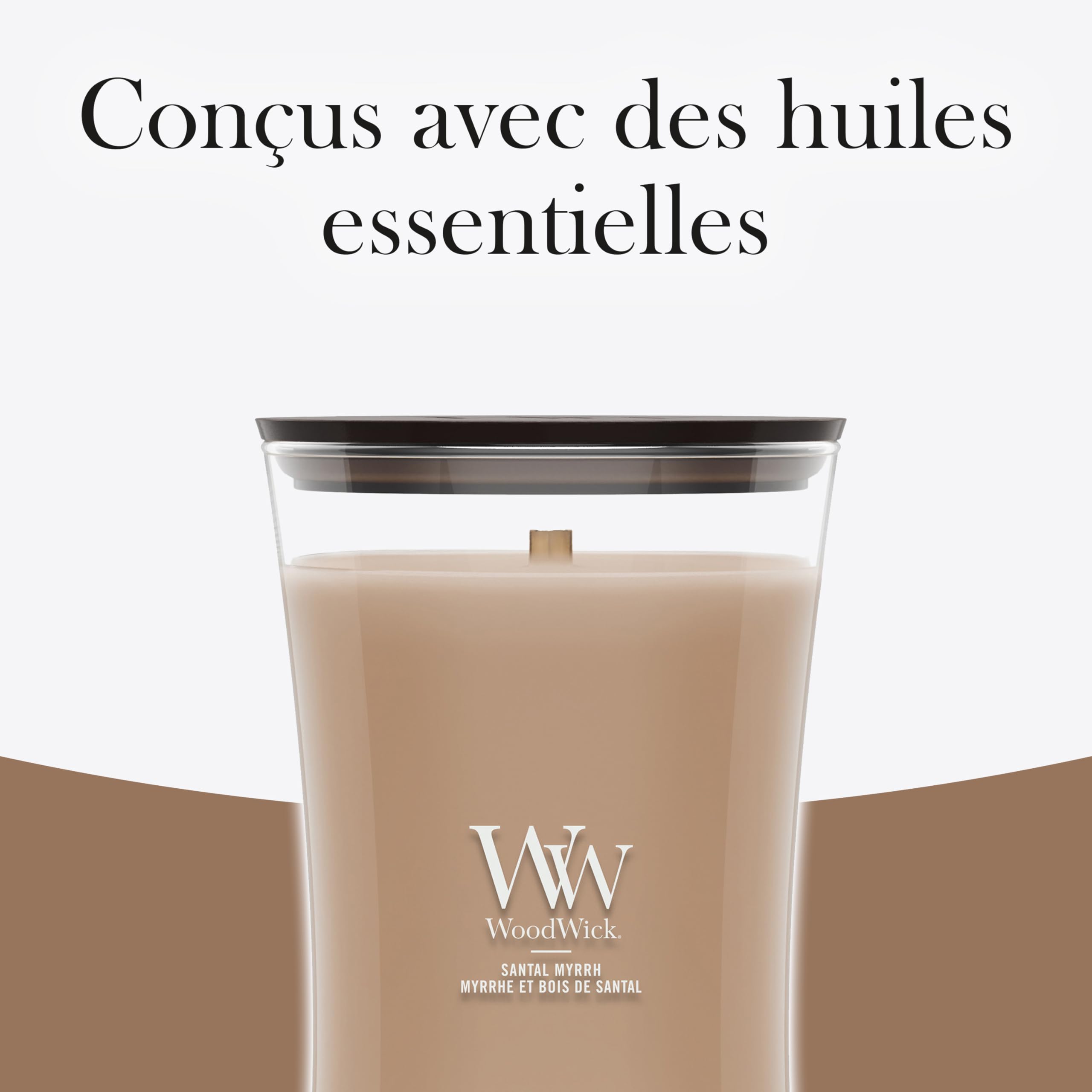 WoodWick Bougie parfumée | Grande bougie sablier | Myrrhe et bois de santal | Cadeaux parfaits pour femmes