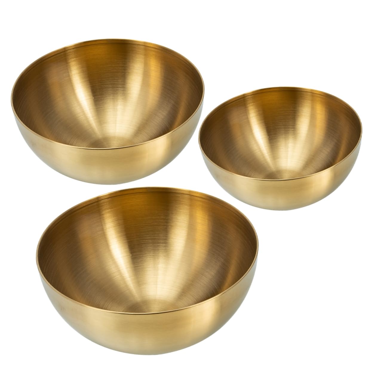 FUNOMOCYA 3pcs Salad Bowl Japanese Bowl with Baking Bowls Mixing Metal Kitchen Gadget Gold Mixing Bowls Pedicure Bowl Soup Bowl Food Household Stainless Steel Cold Noodle Bowl