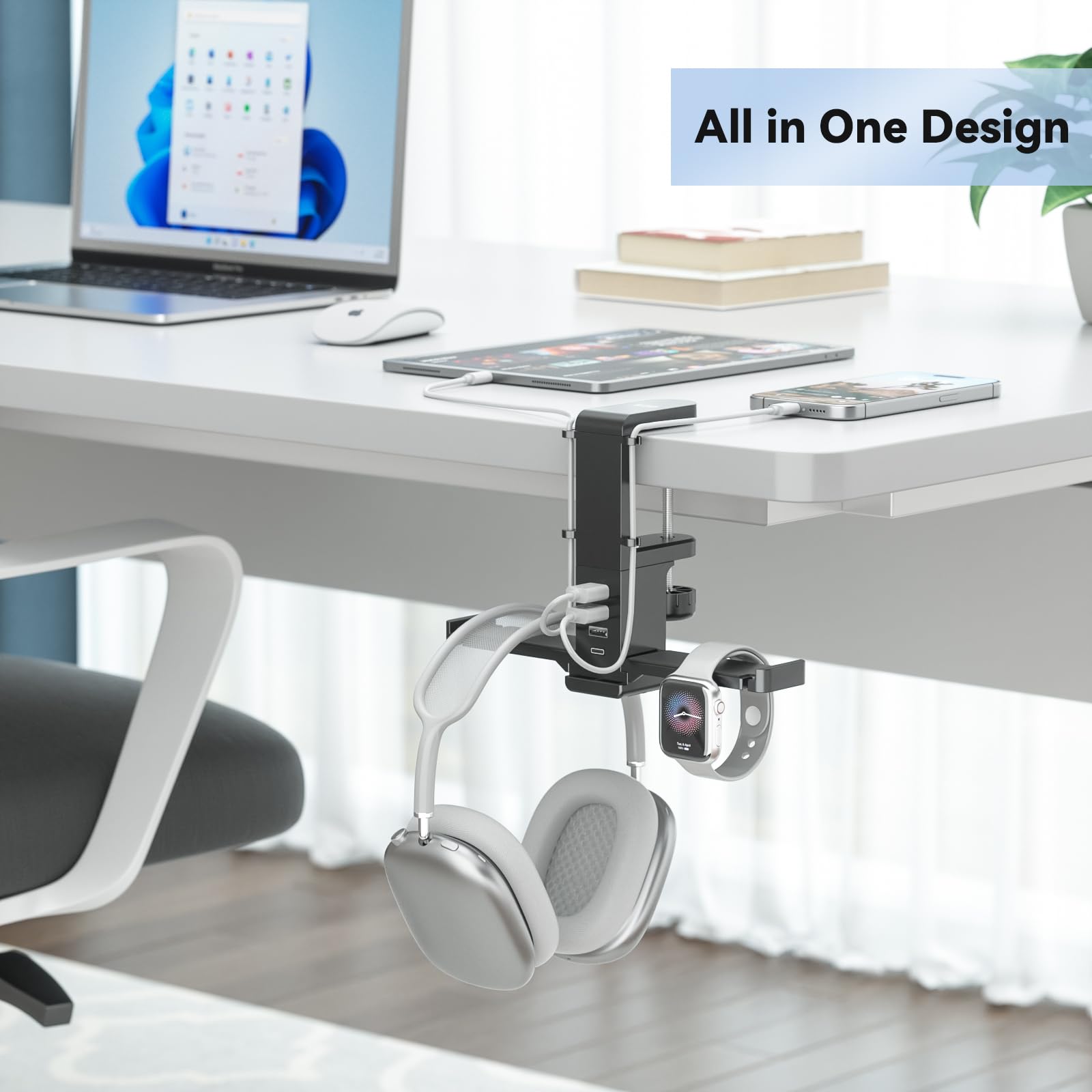 Charging Station Under Desk Headphone Hanger COZOO Headphone Stand