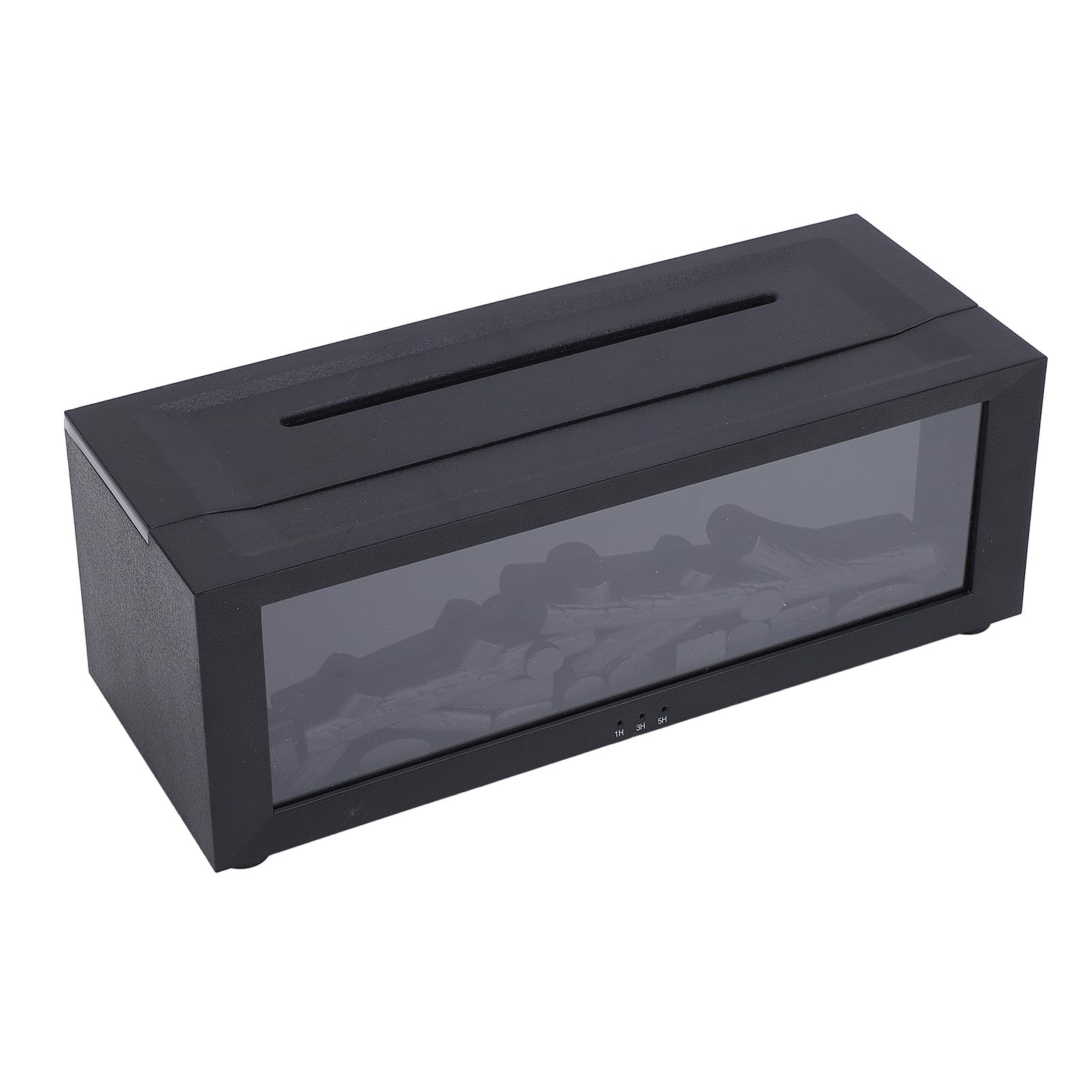 Umidificatore per camino a fiamma 3D Timer da tavolo Simulazione camera da letto silenziosa Diffusore di aromaterapia Luce ambientale per la casa (Nera)