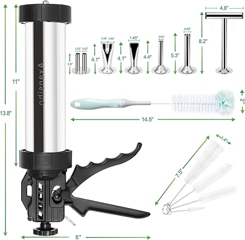 Miniatura 6 de Kits de pistola de cecina de gran capacidad, cañón de cecina, fabricante de cecina de acero inoxidable, tirador de cecina, pistola de carne, kit de