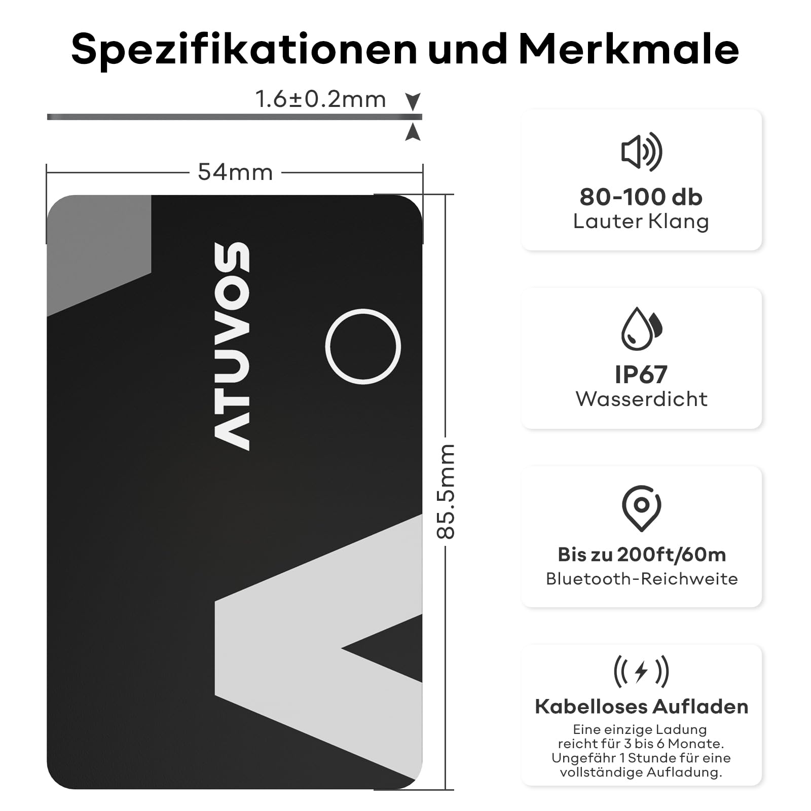 ATUVOS Air Tag Card Wallet Tracker Karte Thin 1.6mm 2er Pack, Wiederaufladbarer Geldbörsenfinder Kompatibel mit Apple Wo ist? APP (iOS NUR,Android Not Supported),Item Finder für Reisekoffer/Geldbeutel