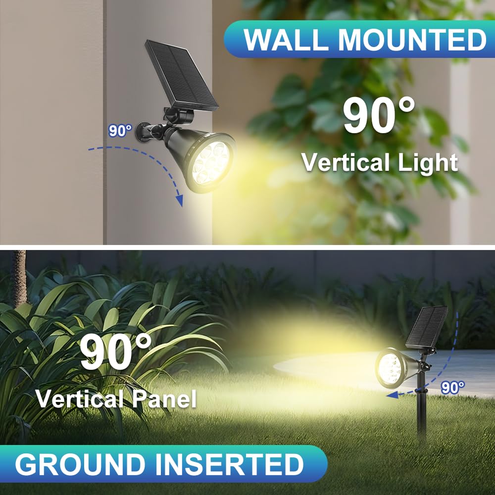 10 Pezzi Faretti Energia Solare da Esterno, RGB Luci da Giardino Esterne Energia Solare con batteria da 1200 mAh, IP65 Impermeabile Lampioncini Solari da Giardino per Cortile,Vialetto,Alberi