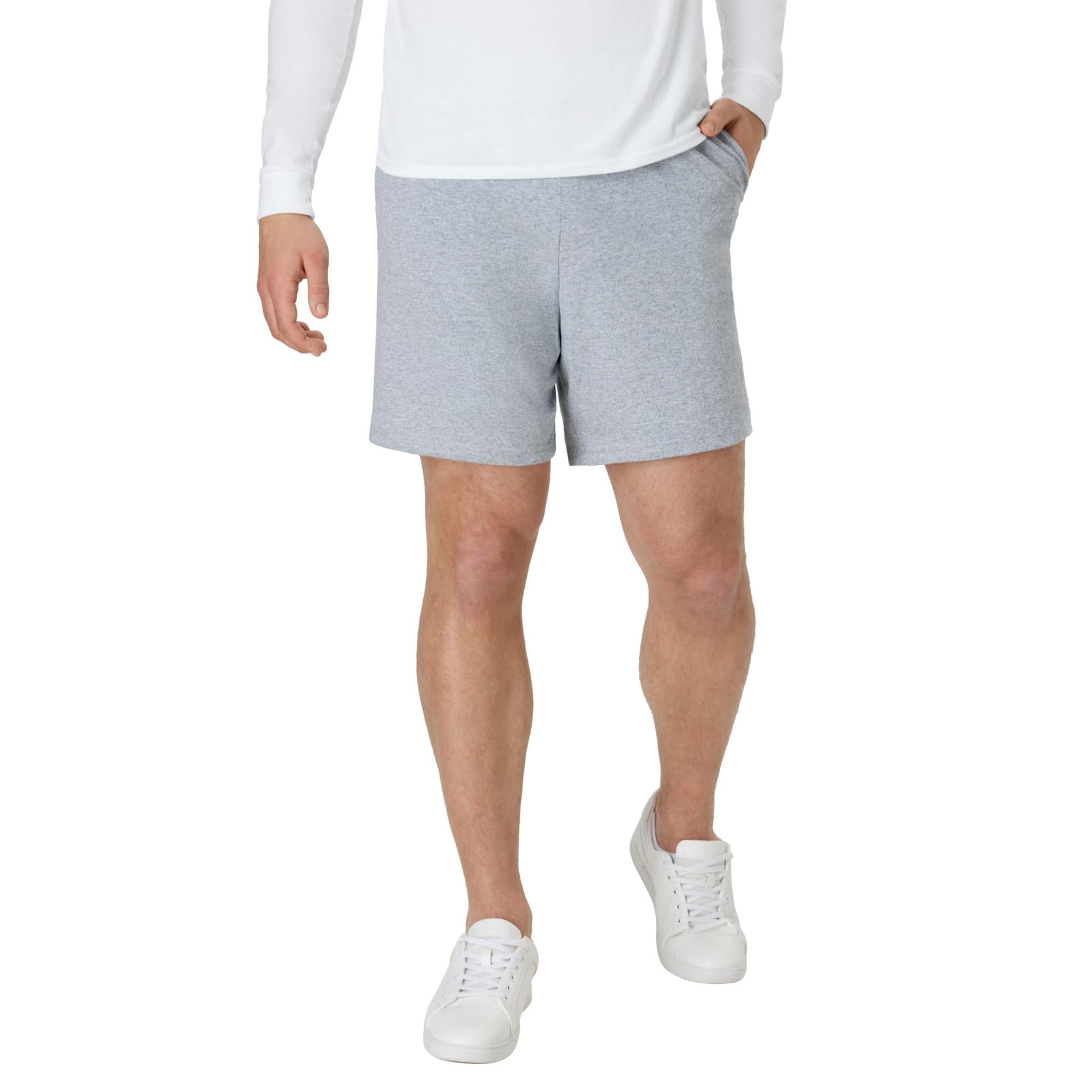 Hanes Men's Jersey Short with Pockets, Light Steel, Small