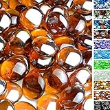 Mr. Fireglass 1/2' Reflective Fire Glass Beads for Fireplace Fire Pit & Lanscaping, 10 lb High Luster Amber