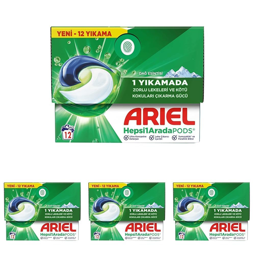Ariel PODS Kapsül Çamaşır Deterjanı Baz 12'li 4lü paket