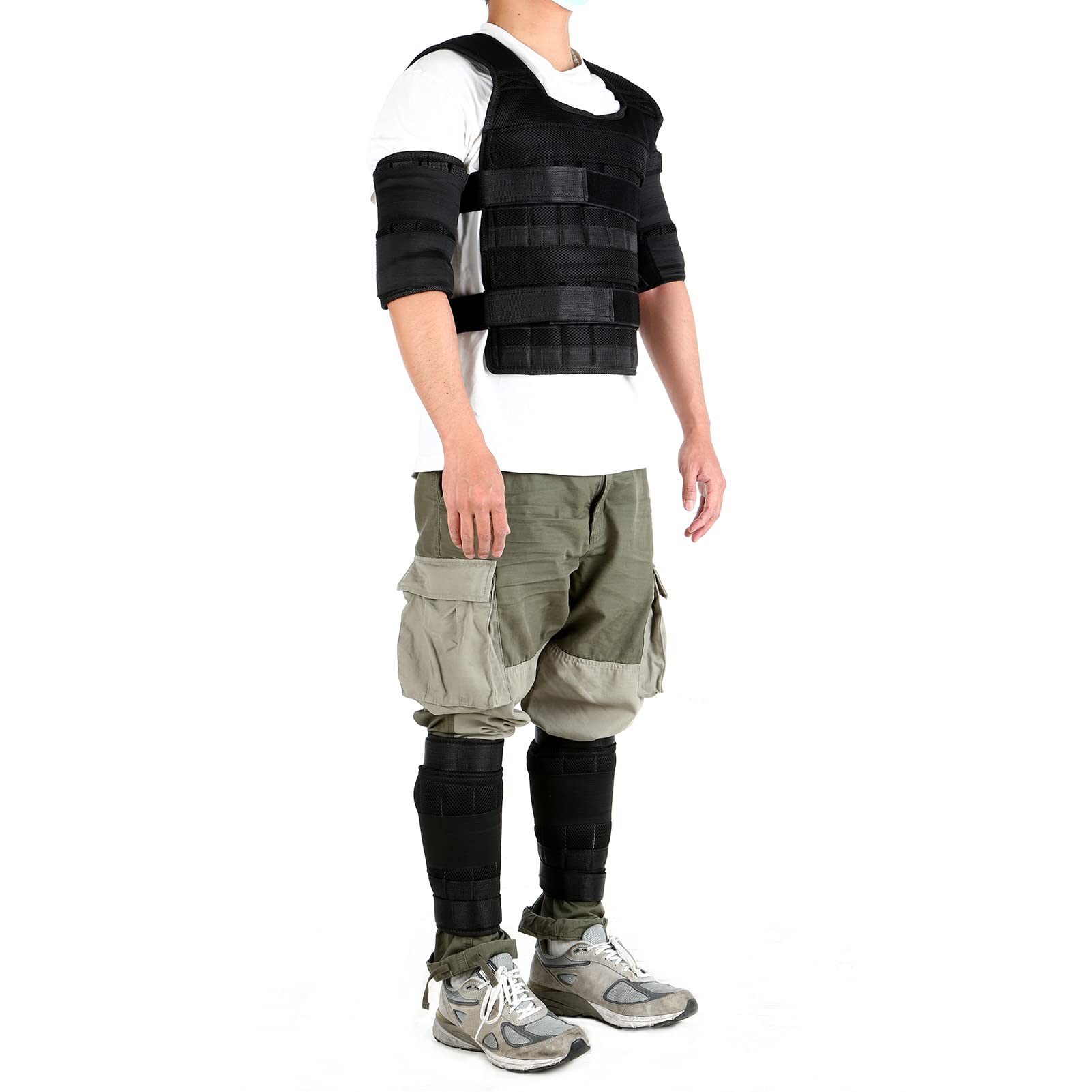 Weighted Vest, Loading 15kg / 35kg Adjustable Weighted Vest Woman Men with 6kg Leg Weighted 5kg Arm Weighted for Strength Training Running Walking Jogging Workout (15kg)