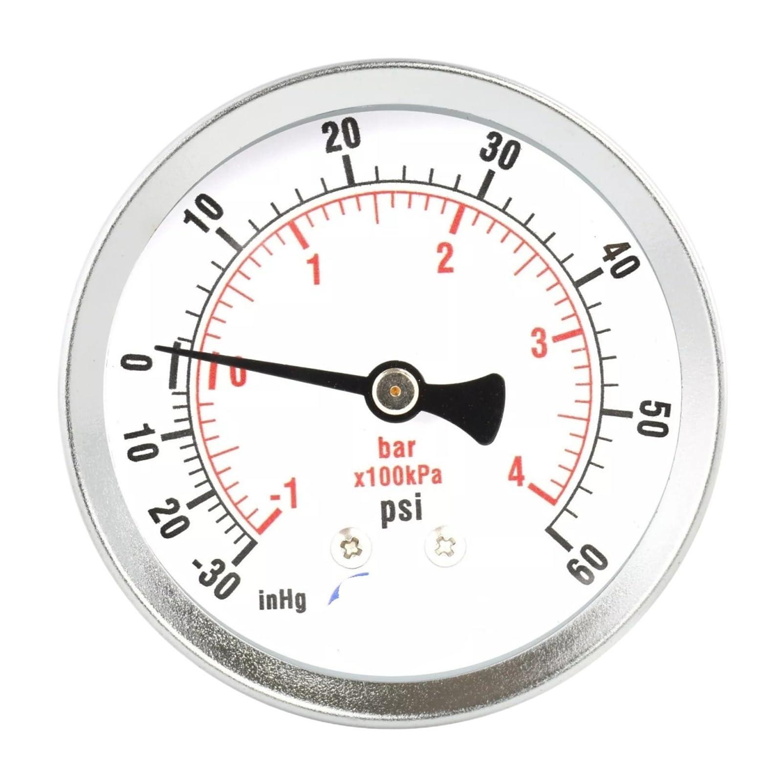 Manomètre à vide 1/8" NPT cadran pression dépression acier chromé - 5