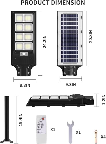 Miniatura 2 de Paquete de 6 luces solares de calle de 800 W  6500 K LED de energía solar con panel de 80000 lm del anochecer al amanecer, iluminación de inundación