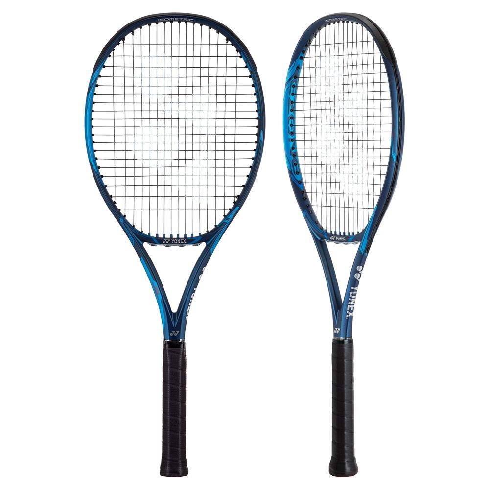 Raquete de tênis YONEX EZONE 100 azul profundo em suporte de 4 1/4
