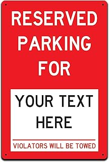 Reserved Parking Sign, Personalized Text - Premium Aluminum, Weather-Resistant, Ideal for Indoor/Outdoor Use, Easy Installation, High-Visibility, 8x12 inches