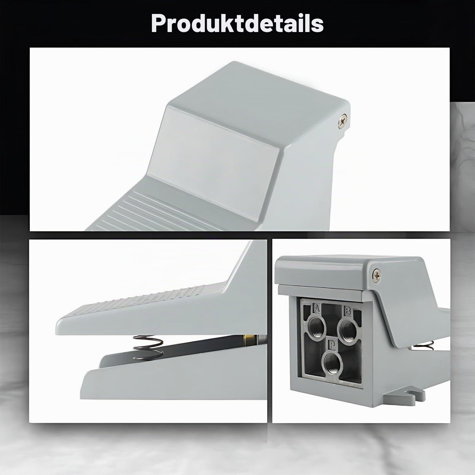 Pneumatischer Fußpedalschalter 2 Positionen-5 Wege Aluminium Pneumatisches Fußpedalventil Pneumatisches Fußschalter Kit mit Abdeckungsverriegelung | 200.000+ Tritte, Direkt Wirkendem Design, Kein Netzteil, Aluminum, Kompakt, Stabil, Langlebig, Für Maschin