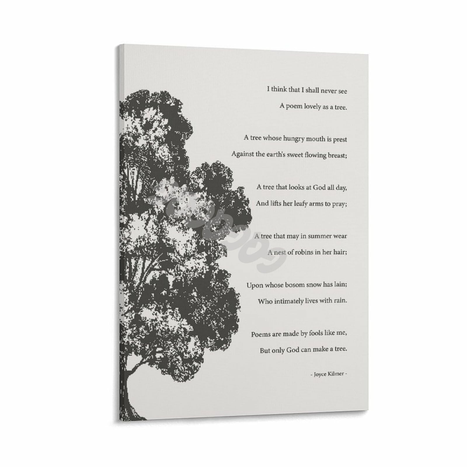 Trees Poem By Joyce Kilmer Posters Inspirational Poetry (1) Canvas Painting for Living Room Bedroom Decor 08x12inch(20x30cm) Frame-style