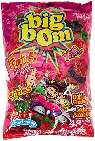 Americandy Big Bom XXL Berries Lollipop, 25g (Pack of 48)