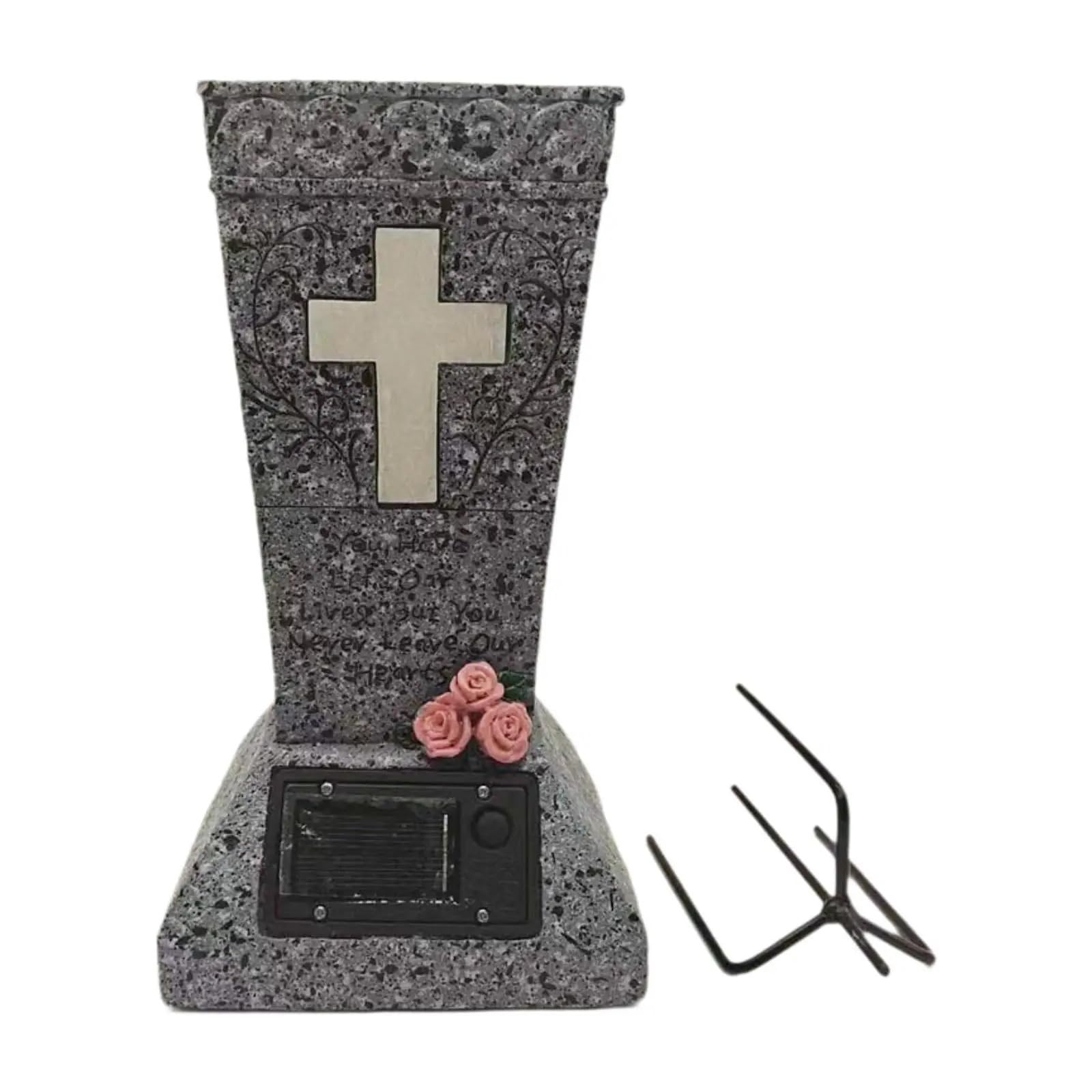 Grave Vase Solar Outdoor Condolence With Spikes Funeral Cemetery Decorations For Gravestone Decor For mourning