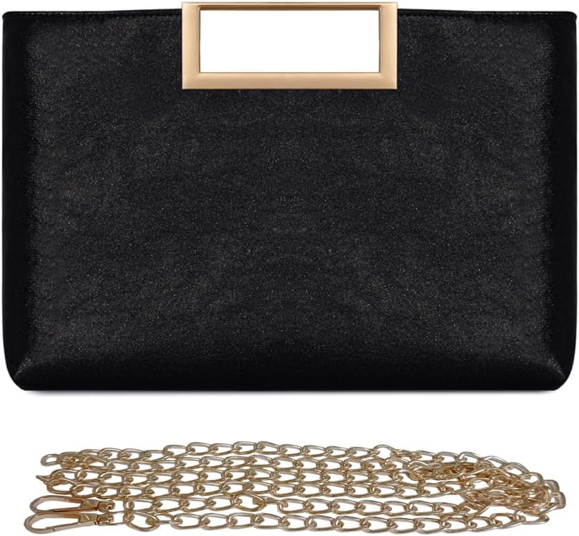 NIGEDU Women Clutch Purse PU Leather Chain Crossbody Bags Shiny Oversize Clutches Female Handbag Purses