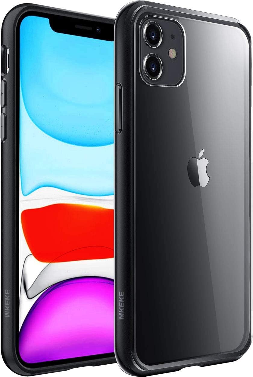 Mkeke Compatible with iPhone 11 Case, Clear Shock Absorption Cases for 6.1 Inch Black