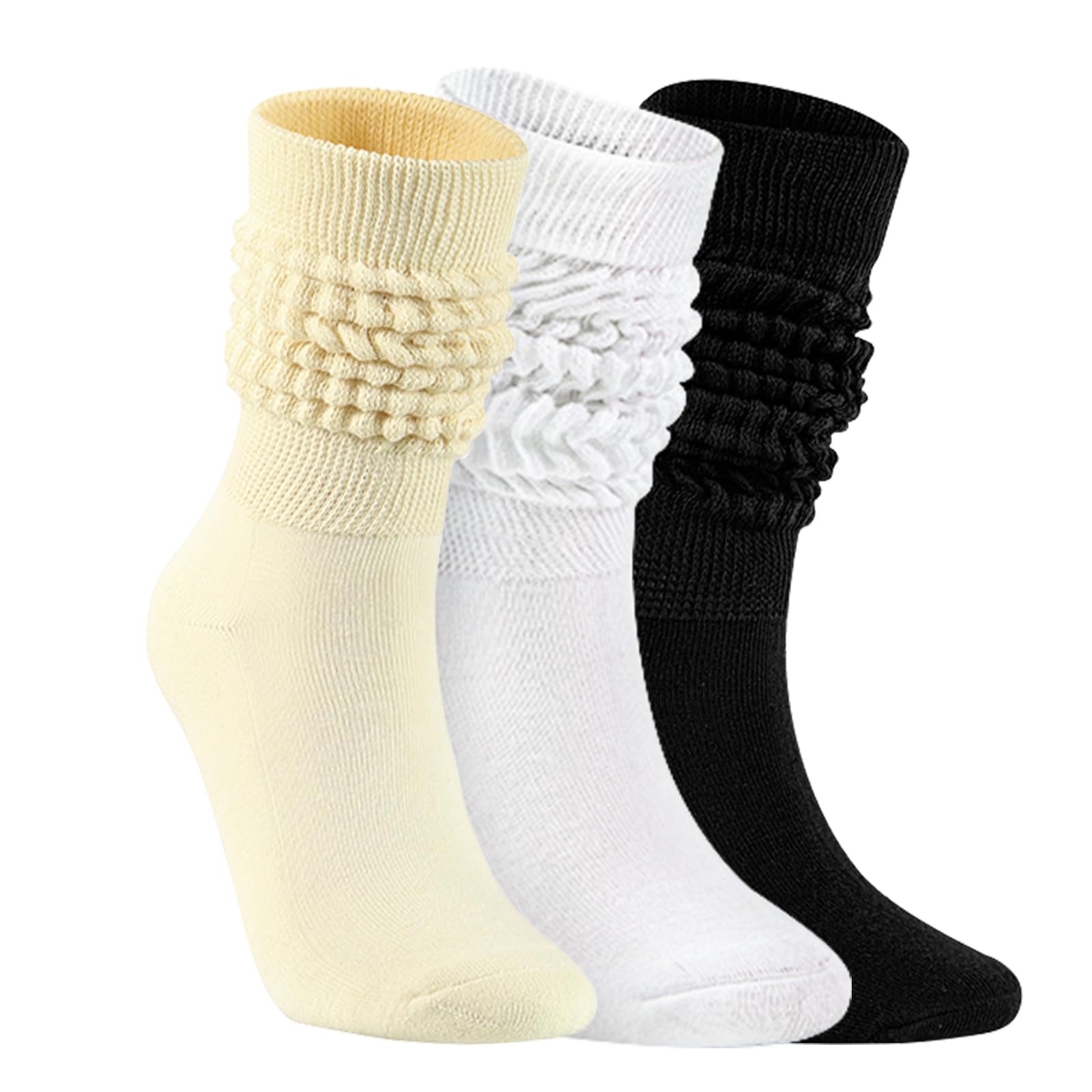 Slouch Socks for Woman 3 Pack Scrunch Socks Soft High Boot Socks Warm Thick Knit Woman Long Socks-image-47