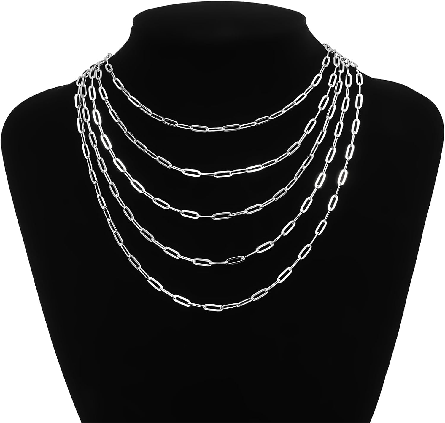 12 Pack Paperclip Chain Necklace Bulk Adjustable Gold Plated Stainless Steel Necklace Chains for Jewelry Making