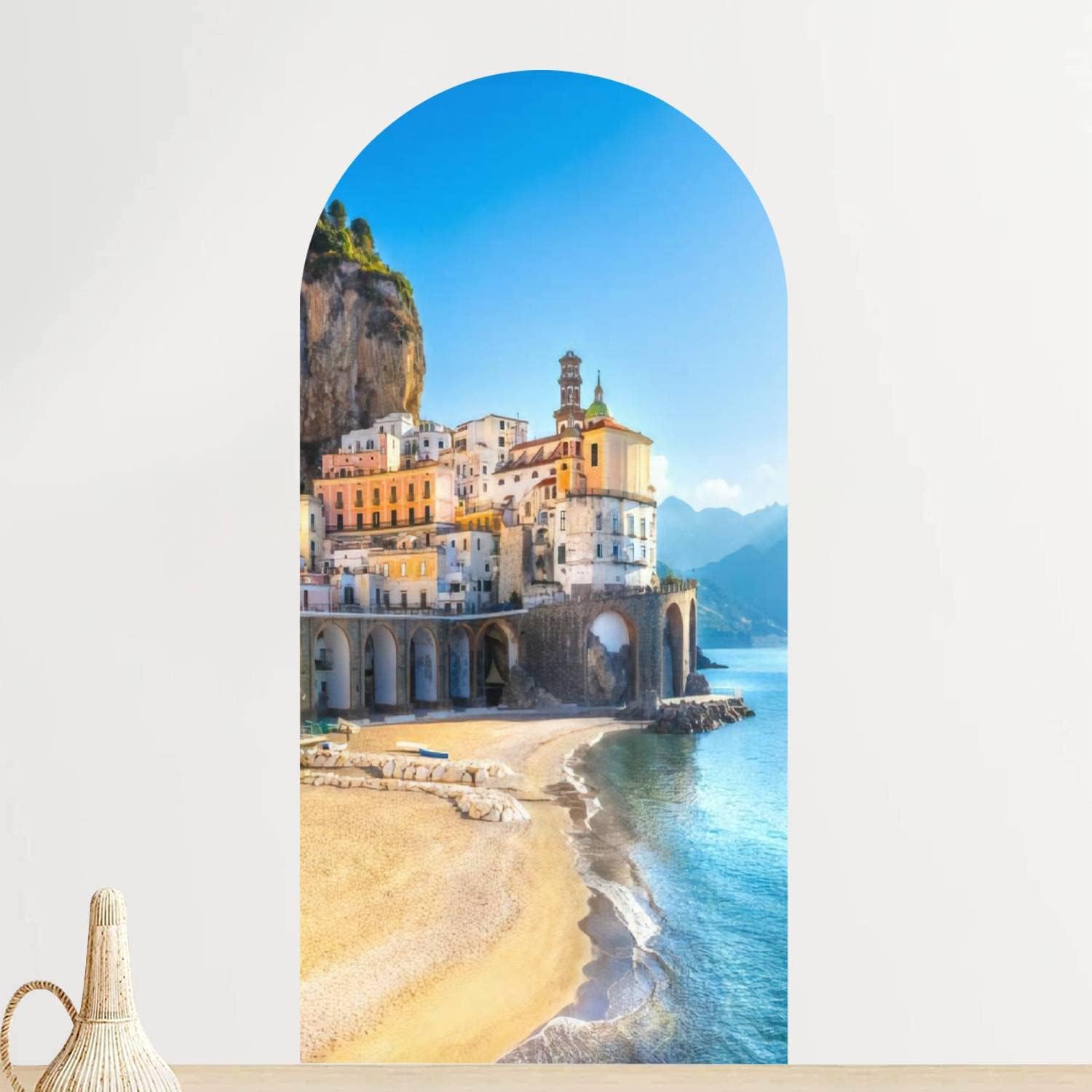 Adhesivo decorativo para pared, diseño de paisaje urbano de Italia, autoadhesivo, extraíble, decoración de pared para sala de estar, dormitorio,