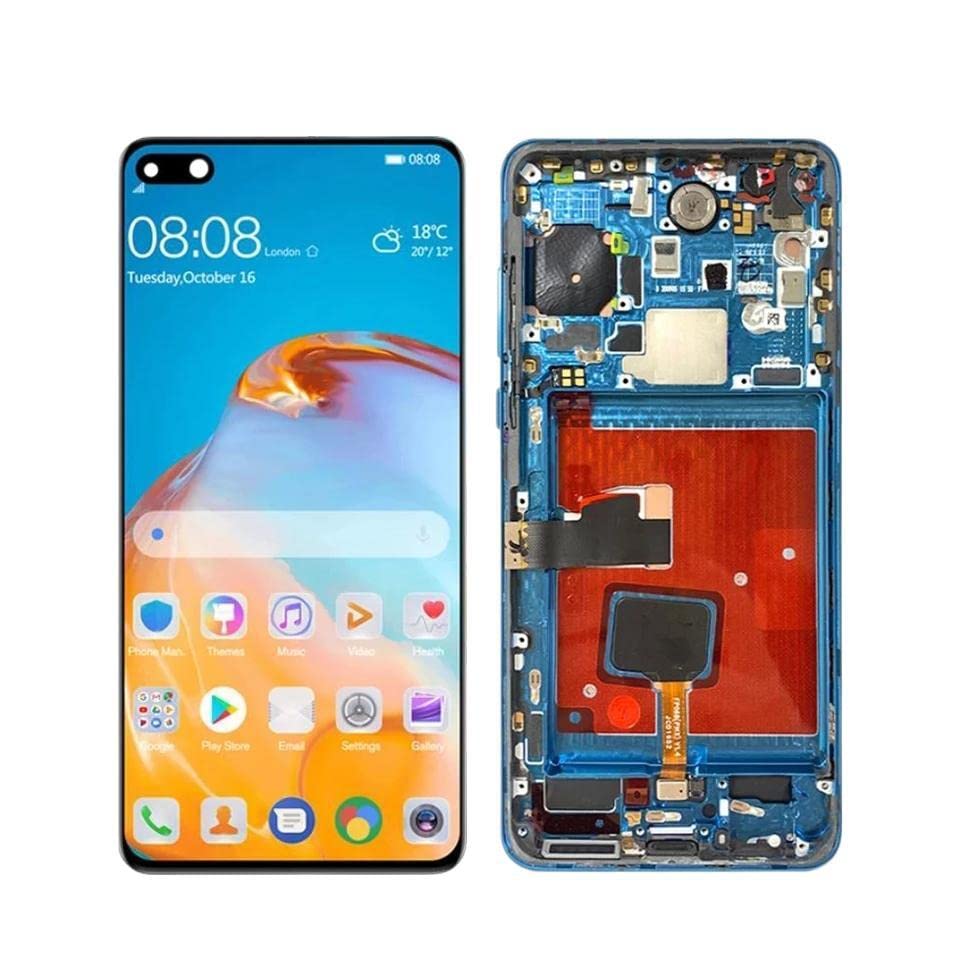 SHOWGOOD 6.1" Screen for Huawei P40 LCD Display Touch Screen with Frame for Huawei P 40 ANA-NX9 LX4 AN00 TN00 LCD Display Touch Panel (with Silver Frame)