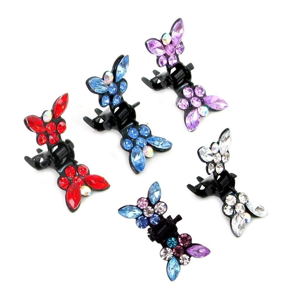 Girl's Headdress Cute Claw Hair Clips, Crystal Rhinestones Tiny Hair Clips Butterfly Hair Clips Clamps for Girls Toddler Women,20Pcs Beautiful Delicate