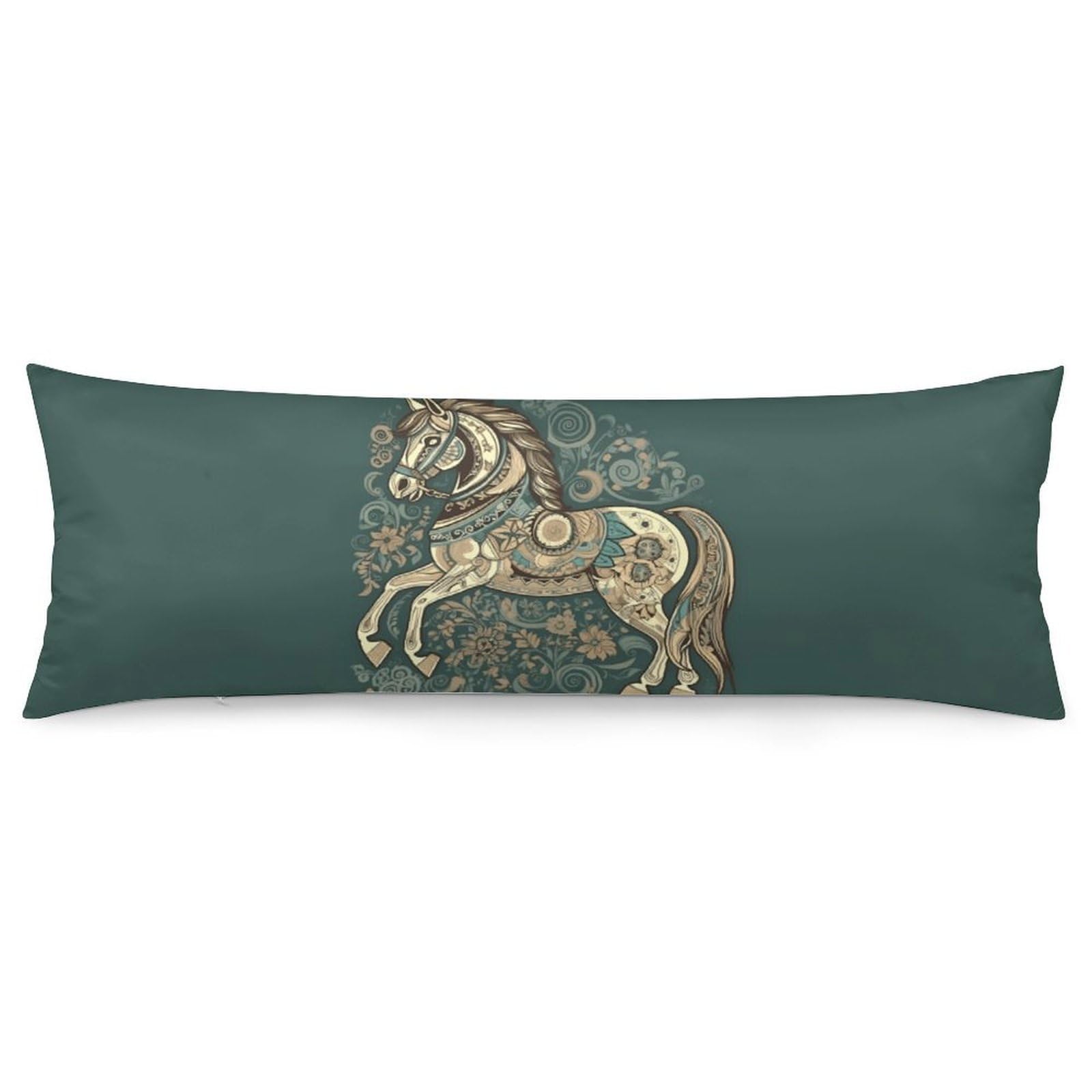 2 Pack Pillow Cases for Hair and Skin, Soft Breathable Pillow Case Covers with Hidden Zipper, Hand Drawn Horse Pillowcase 20"x54" Pillow Covers for Sleeping Gift