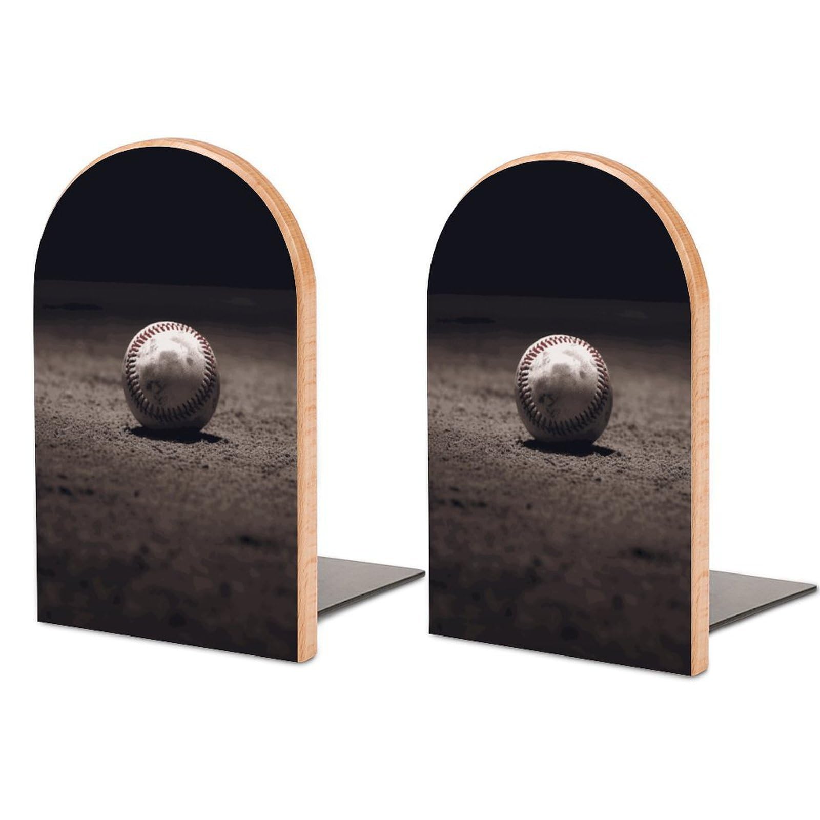 Baseball Bookend Modern Bookends for Shelves Non-Skid Book Holder Heavy Duty Metal Book Storage for Books CDs Decorative Book Stopper for Home