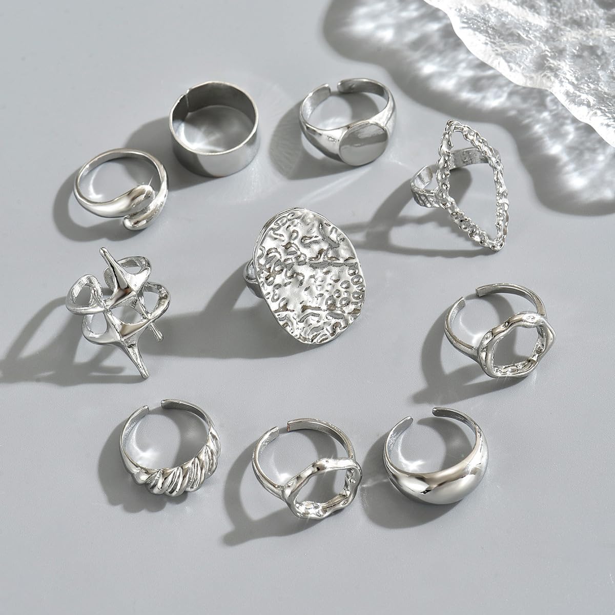 10Pcs Gold Chunky Rings for Women,Vintage Stackable Layered Thick Knuckle Rings,Exaggerated Geometric Ring Set Aesthetic Jewelry Accessories - Image 5