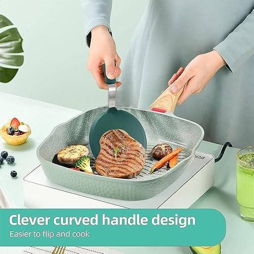 Miniatura 5 de Contiup Juego de 2 espátulas flexibles de silicona para peces, espátulas ranuradas para panqueques para sartenes antiadherentes, tortillas, huevos y