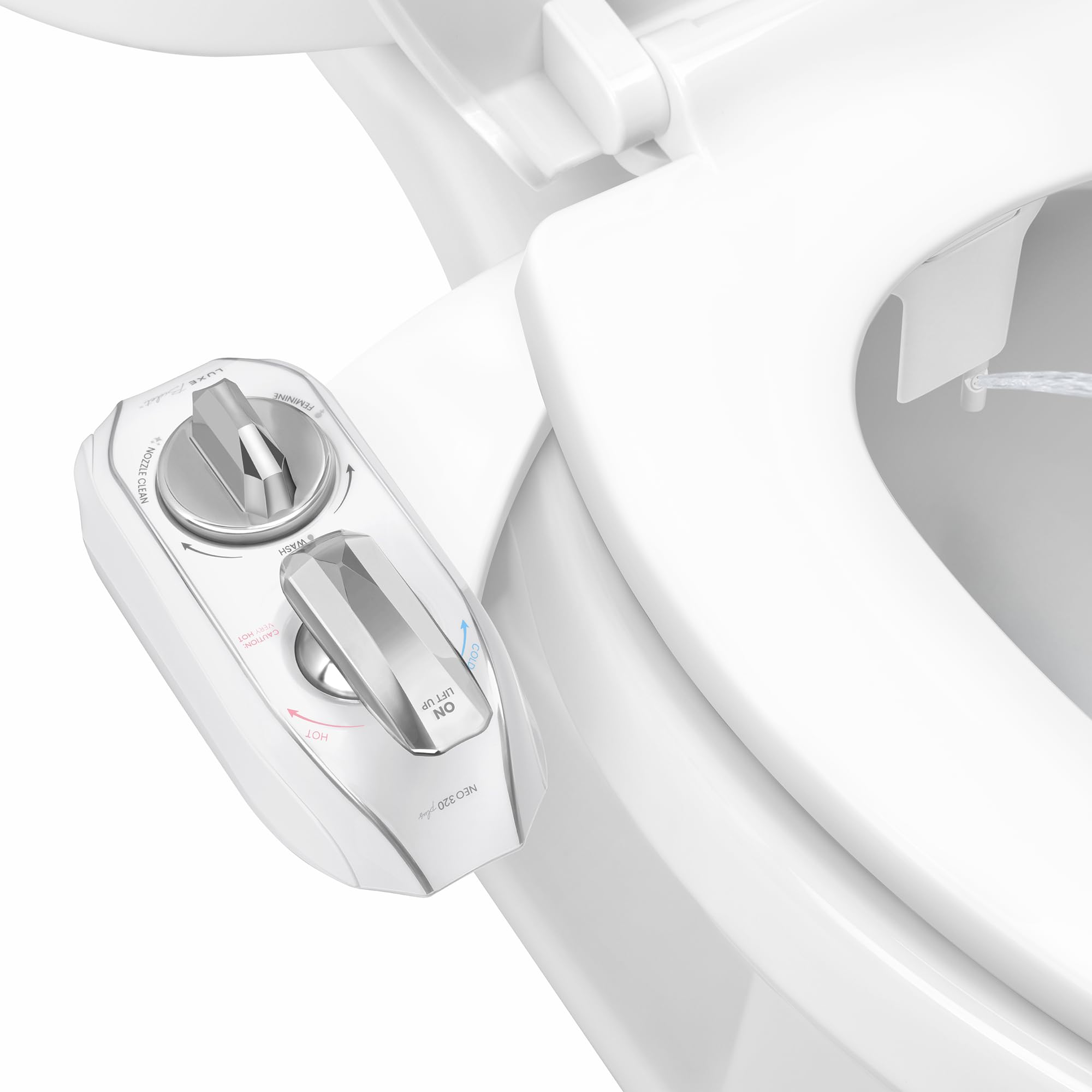 Luxe Bidet Neo 320 Plus - Only Patented Bidet Attachment For Toilet Seat Innovative Hinges To Clean Slide-In Easy Install Advanced 360 Self-Clean 859216005688
