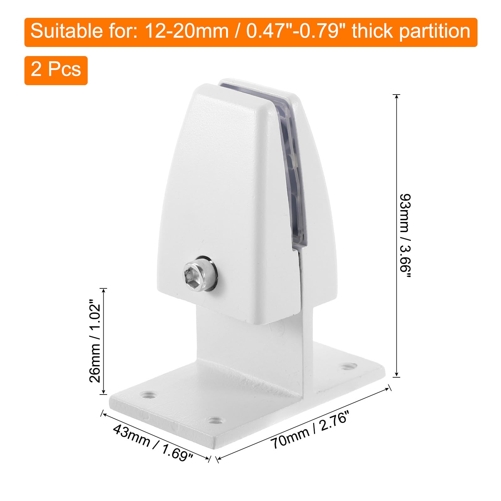 4 Supports De Séparation De Bureau Sourcing Map - Pour Cloisons De 12 à 20 Mm D'Épaisseur, En Alliage Aluminium Blanc Mat