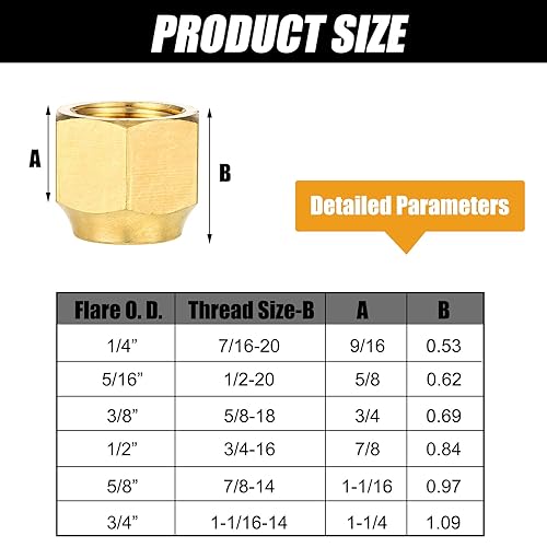 Miniatura 2 de Gisafai 6 tapas de tubo de latón, válvula de parada de tapa de compresión, Sae de 45 grados y línea de gas, accesorios de tubo acampanado para 14