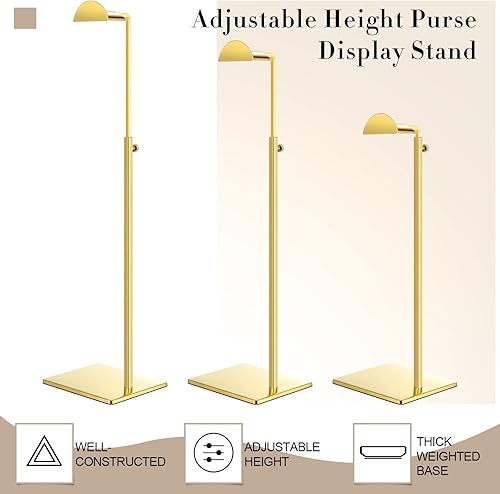 Miniatura 3 de Maitys Paquete de 8 soportes de exhibición dorados de acero inoxidable de altura ajustable para bolsas de exhibición de metal para el hogar, tienda,