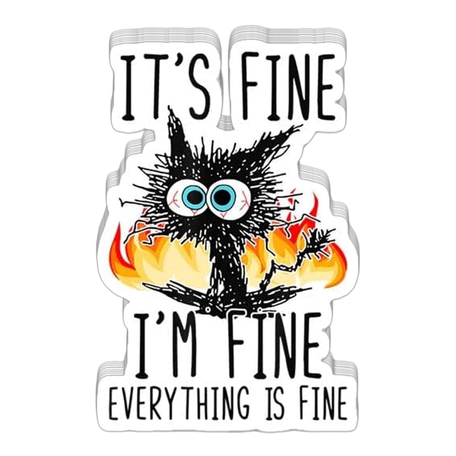 10 PCS It's Fine I'm Fine Everything is Fine Sticker - Vinyl Stickers,Laptop Decal, Funny Stickers, Car Decal, Water Bottle Sticker, Skateboard Stickers(6")