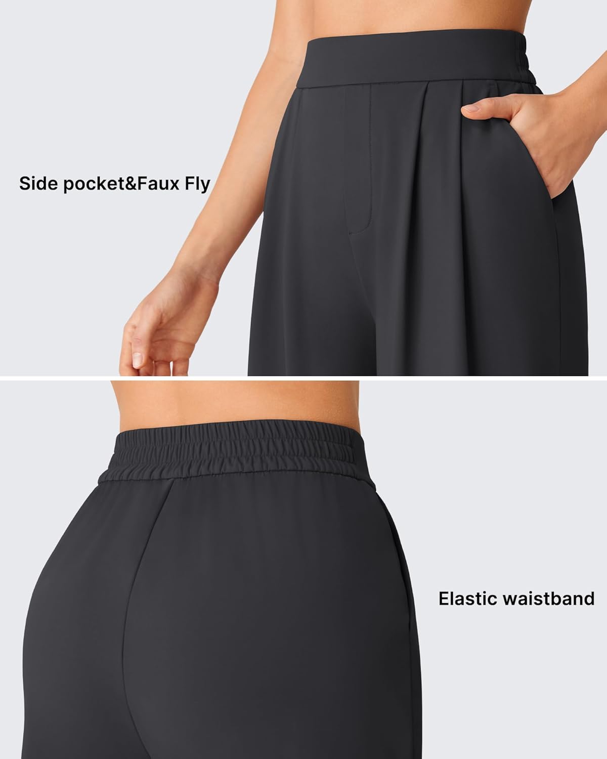 G4Free ShiftReady Capri Pants for Women 18'' - Elastic Waist Pull On Wide Leg Pants Casual Pants-Travel Dress Work Summer - Image 3