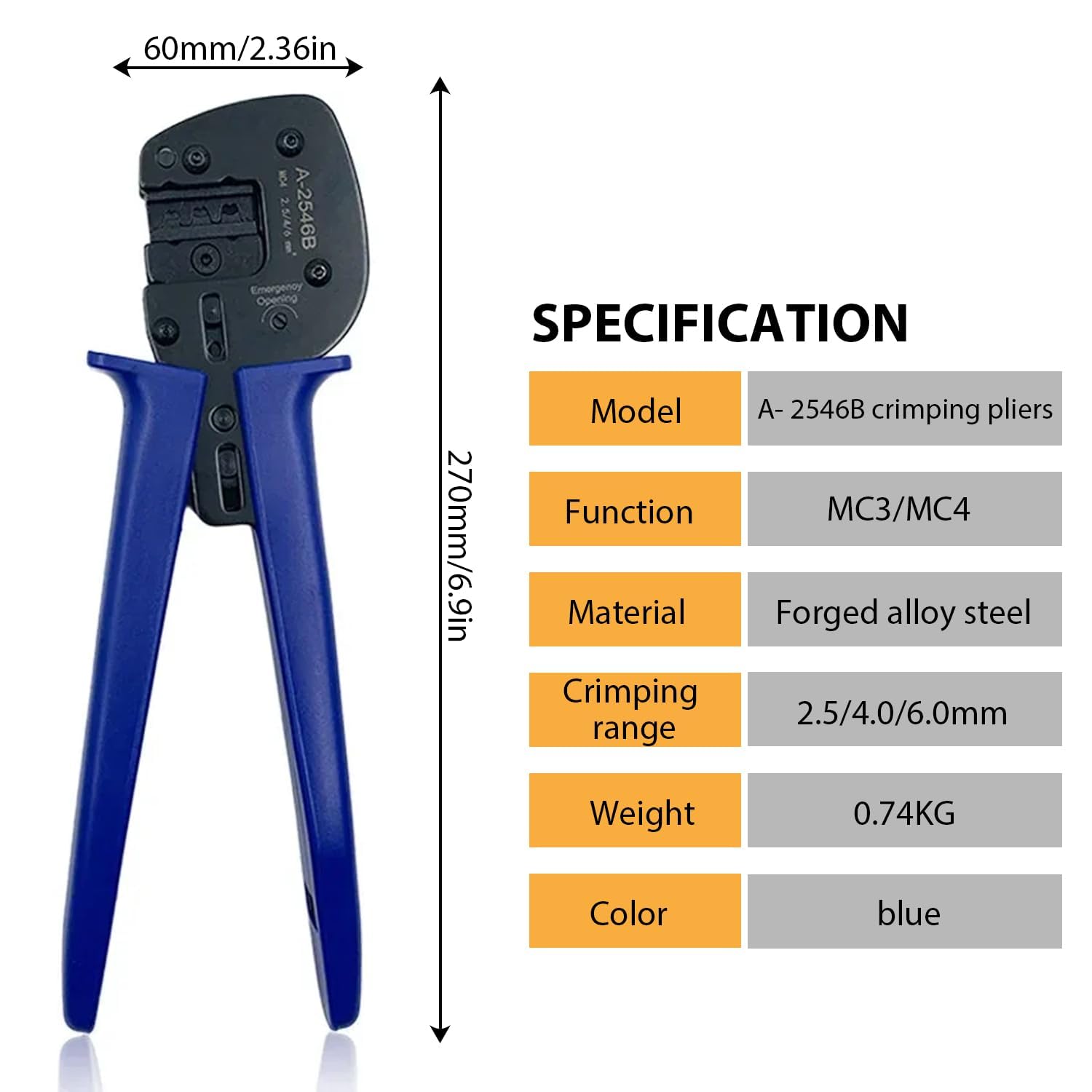 MC4 Crimpwerkzeuge Solar Crimpwerkzeuge Crimper mit Abisolier- und Schneidfunktion für Solarpanel PV-Kabel (26-10AWG)