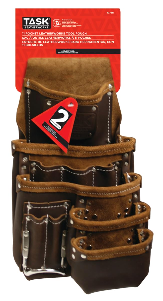 Task T77311 Leather Tool Pouch, 11-Pocket