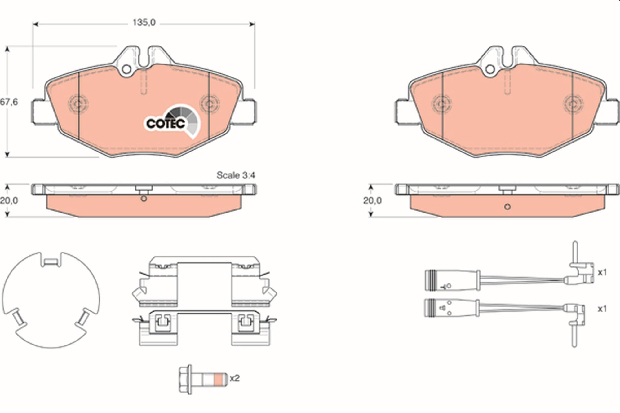 Image secondaire de TRW GDB1542 Kit De Plaquettes De Frein Frein à Disque COTEC pour Mercedes-Benz Classe E (W211) 2002-2009 Essieu Avant et autres
