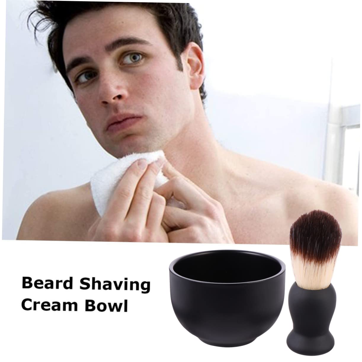 TOVINANNA Beard Brush Set for Men 2pc Shaving Bowl Brush Kit Grooming Tool Hair Shaving Supplies