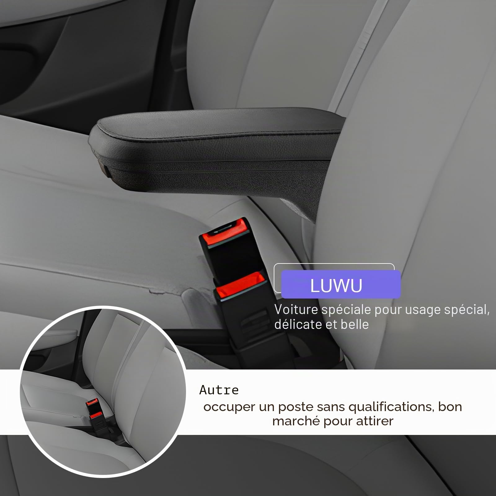 LUWU Compatible avec Leapmotor T03 2024 2025 2026 Accoudoirs de voiture T03 Console centrale Boîte de rangement avec grand compartiment de rangement et porte-gobelet Leap Moteur T03 Accessoires