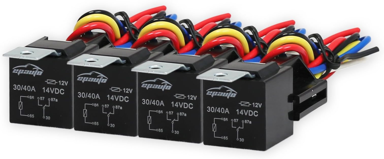 EPAuto 30/40 AMP Relay Harness Spdt 12V Bosch Style - 4 Pack