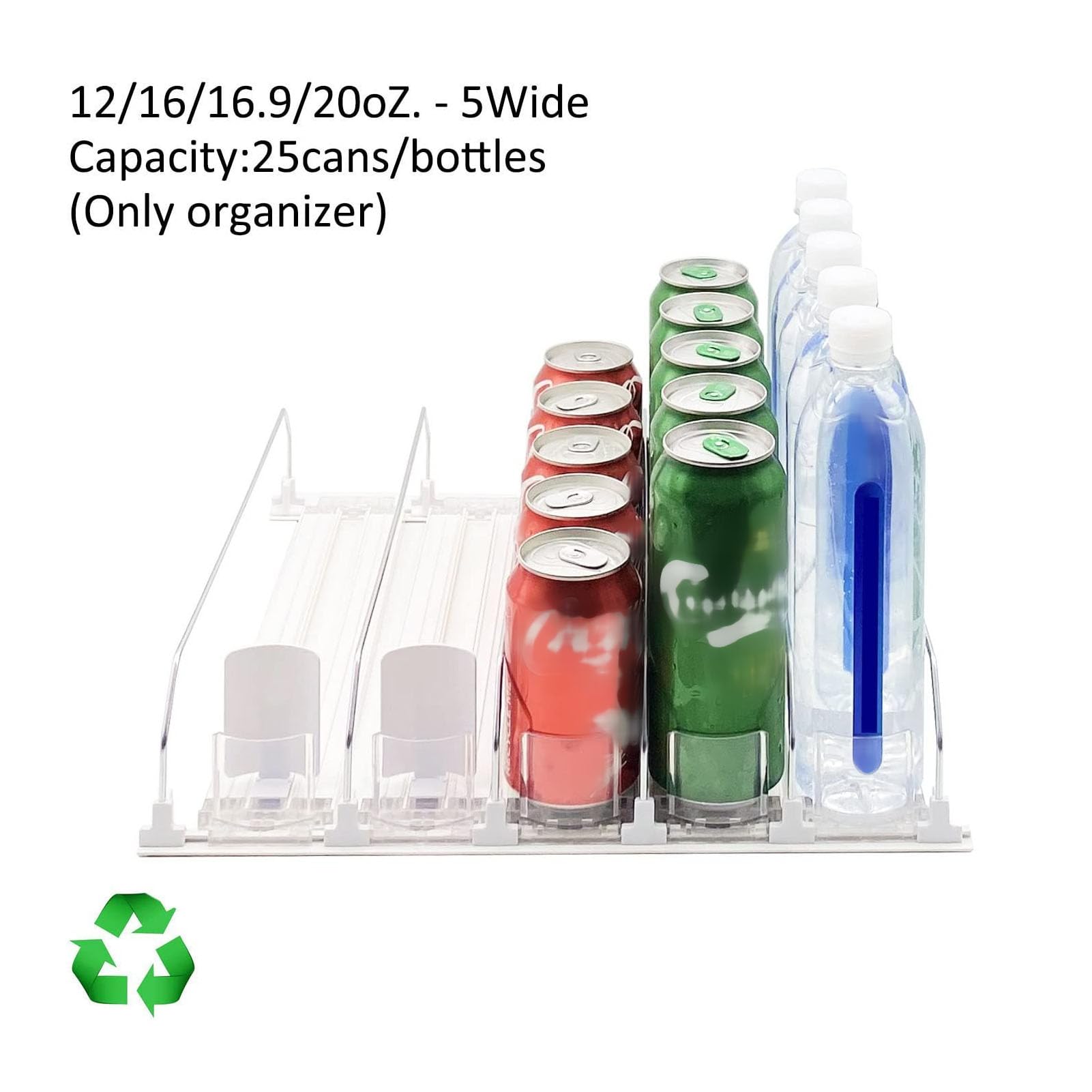 Gavigain Tunable Drink Organizer, Spring Loaded Beverage Dispenser Refrigerator Rack for Home Kitchen Office (White)