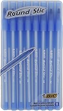 Bic Round Stic Medium Writing Ball Pen - BLUE - PACK OF 8