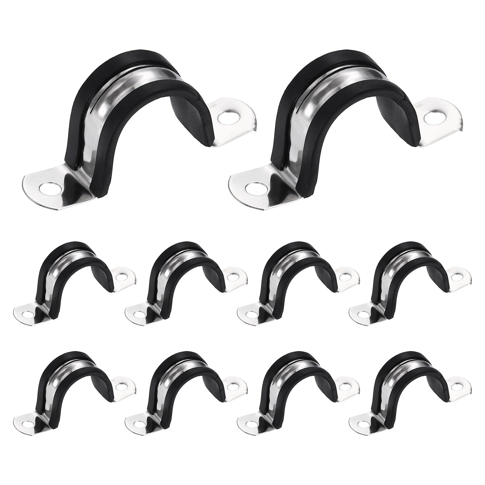 sourcing map U-Tube Strap Clamp M27 30mm 304 Stainless Steel 10Pcs