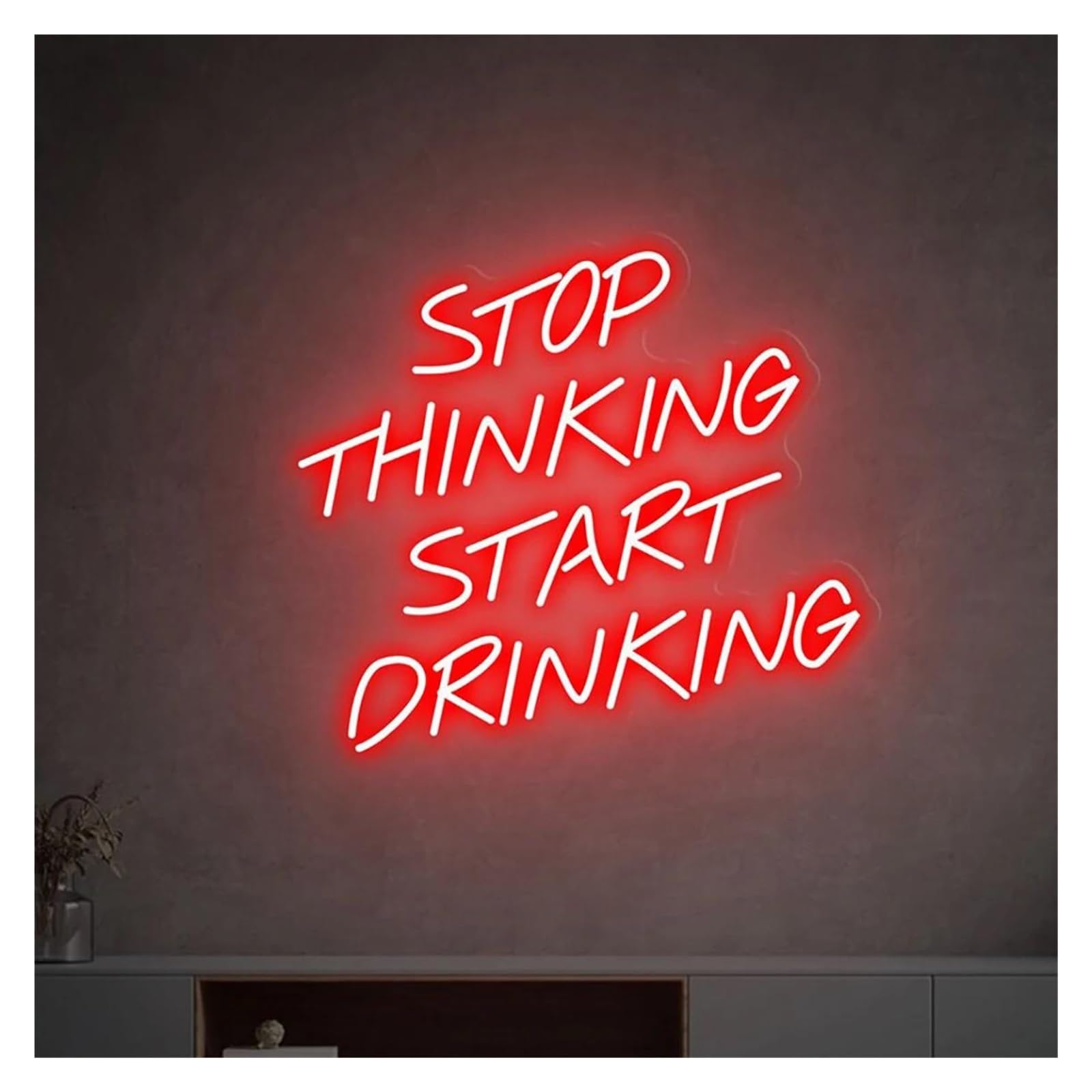 LEMST Signs Lamp Stop Thinking Start Drinking Neon Sign Light USB Powered for Beer Bar Club Game Room Party Restaurant Wall Decor 38cm×33cm(D)