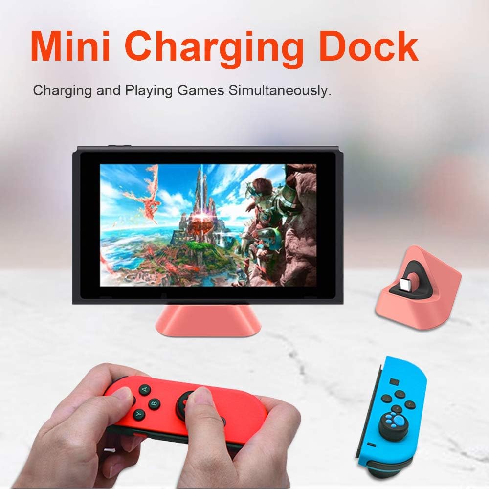 2020 NexiGo Charging Dock for Nintendo Switch/Nintendo Switch Lite, Compact Triangular Charging Docking Station with Type C Port Compatible with Nintendo Switch/Nintendo Switch Lite (Coral) image 5
