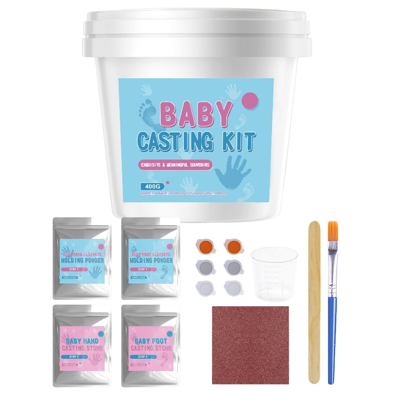 Polvere per Calco di Mani Set per Calco di Mani dei Bambini | Kit per Creare Calchi in Gesso per Feste Compleanno Cameretta Salotto Famiglia Casa