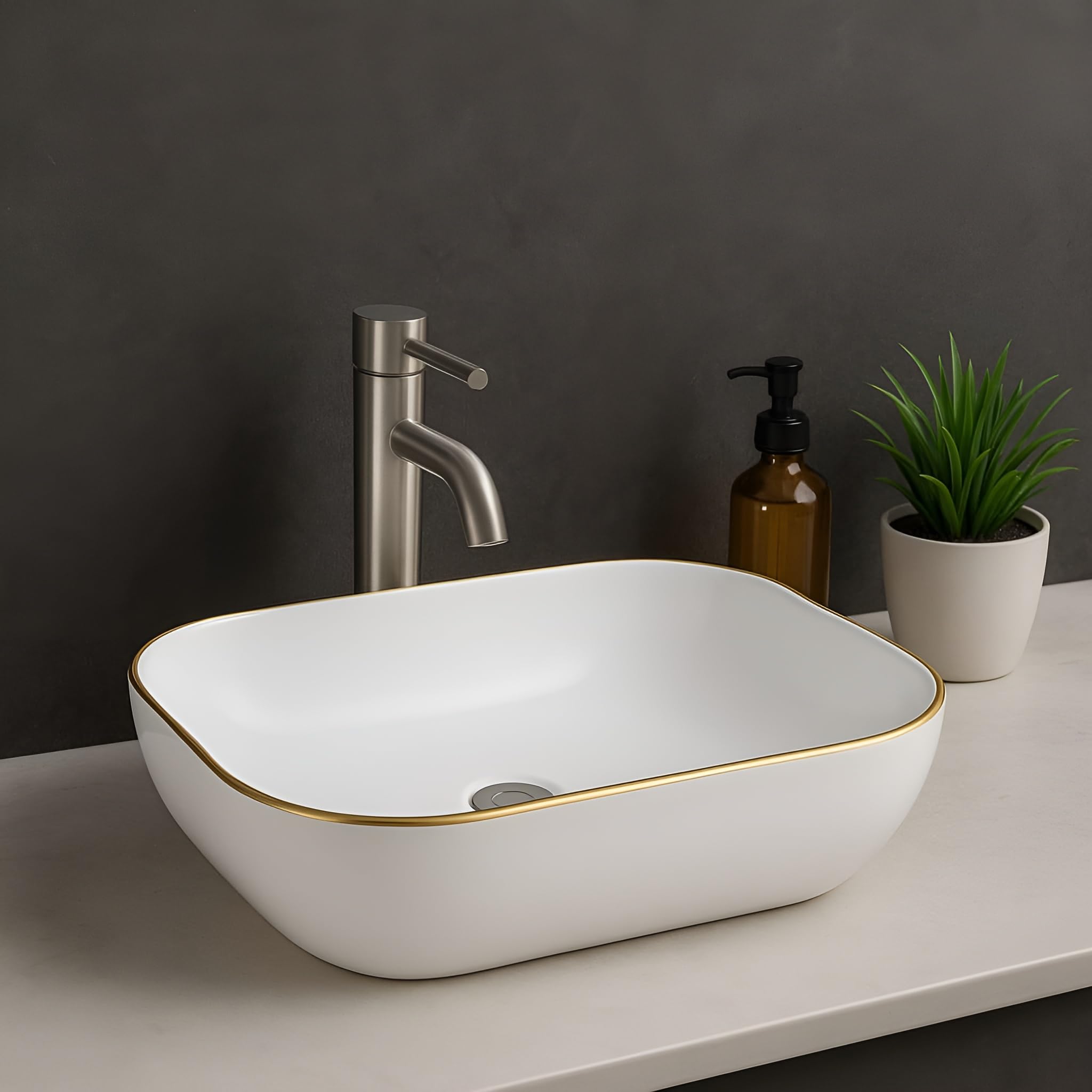 White Ceramic Wash Basin - Modern Vessel Sink -6