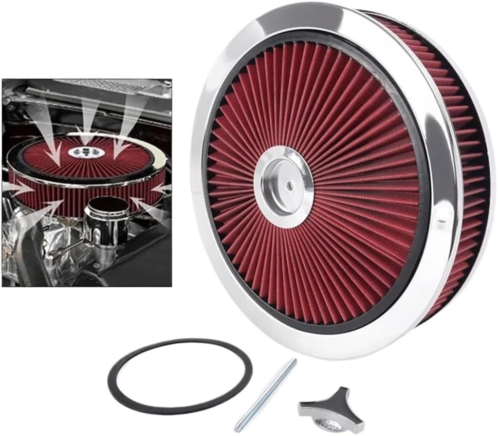 Universal Car 14X3 Air Filter Circle High Flow Cleaner Washable 5-1/8 Thread Connection Modified Parts